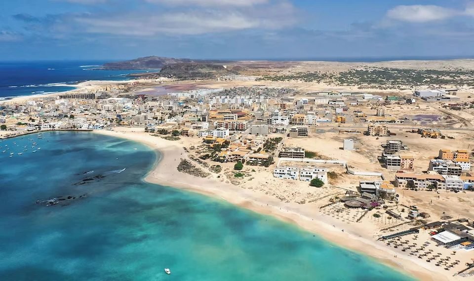 Aerial view of the Estoril Beach area, Sal Rei
